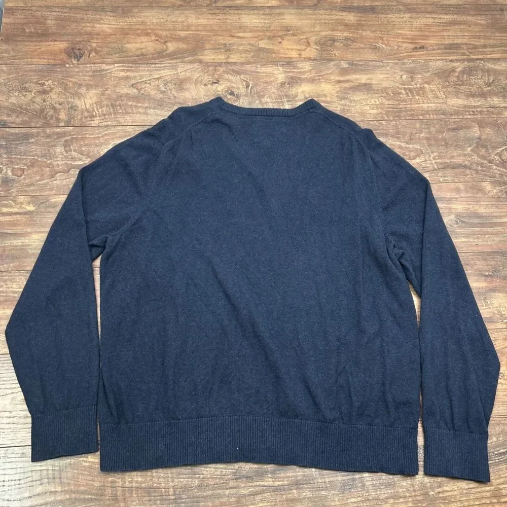 Eddie Bauer Sweater Mens XL Navy Blue Long Sleeve Cotton Cashmere‎ Pullover - Picture 5 of 7